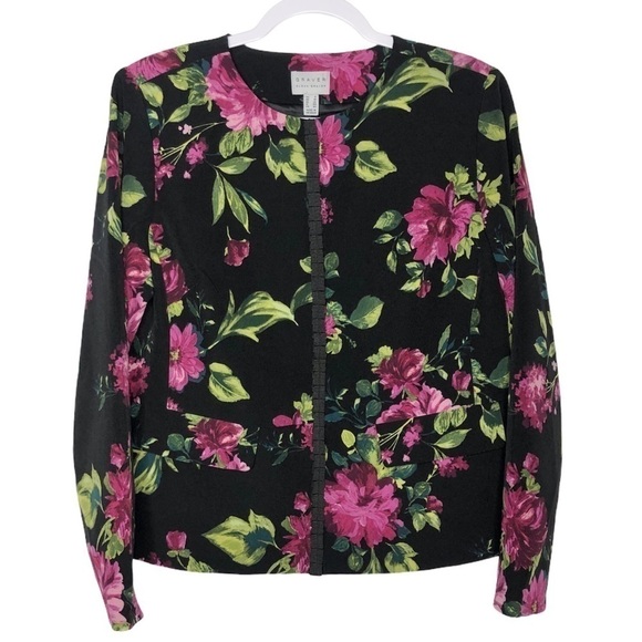 𝅺New Susan Graver Printed Stretch Jacket Floral NWOT - Picture 2 of 11
